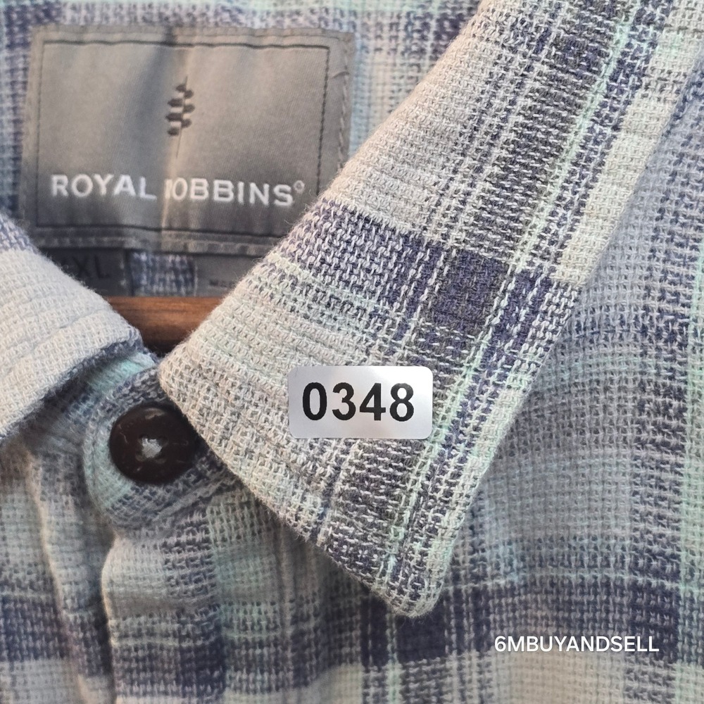 Royal Robbins Mens XL Blue Green Plaid Organic Cotton Relaxed Fit Shirt Y721005 - Picture 8 of 12